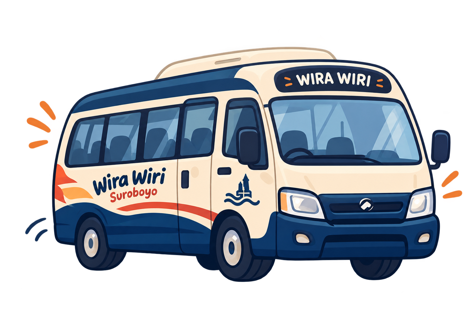 Ilustrasi minibus layanan Wira-Wiri Suroboyo